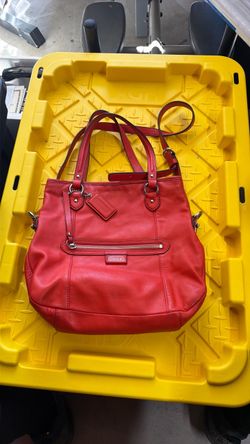 Coach Red Leather Tote Bag