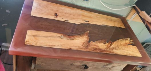 Epoxy resin and spalted wood table