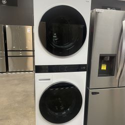 LG 4.5 Cu Front Load Laundry Tower In White - Electric Ventless Dryer 