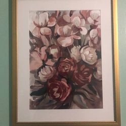 Beautiful Floral Painting With Gold Frame 