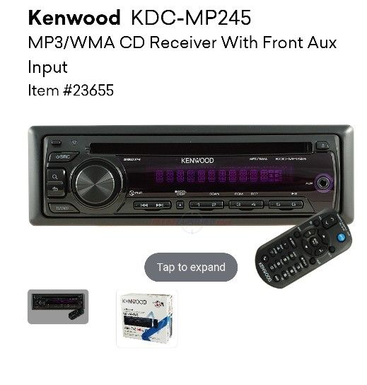 Kenwood  KDC MP245MP3/WMA CD Receiver With Front Aux Input