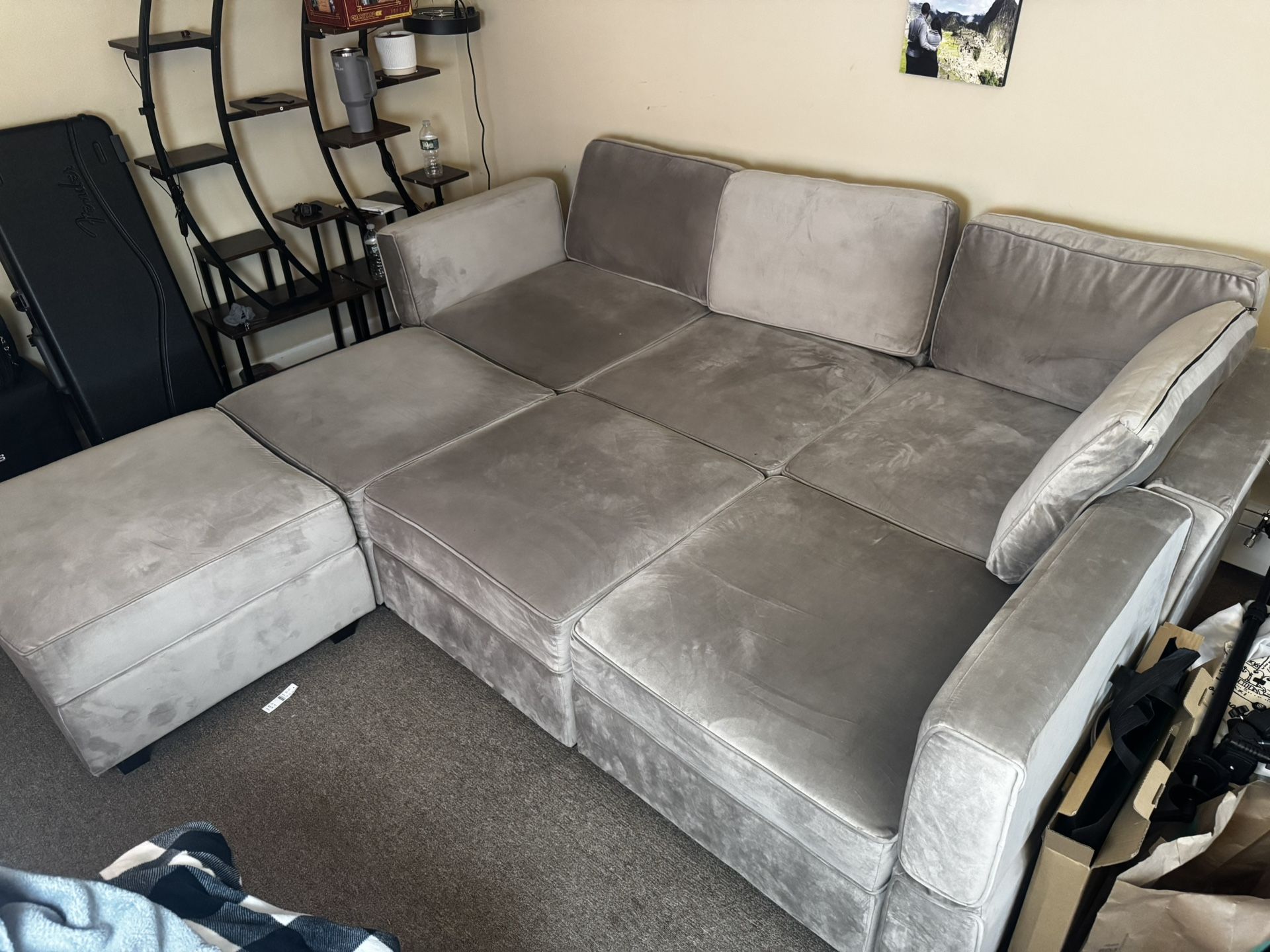 Modular Sofa 7 Seats + 6 Sides Modular Velvet Sofa with Storage Seat | Belffin