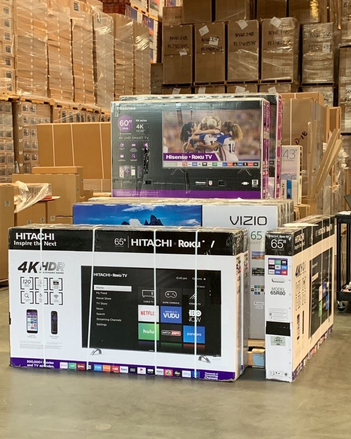 HD40 65” Hitachi Smart 4k Roku Led Tv