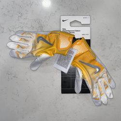 Nike Hyperdiamond Select Softball Baseball Batting Gloves White Yellow Gold New Size Medium