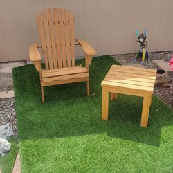 Chair,  Side Table and green rug