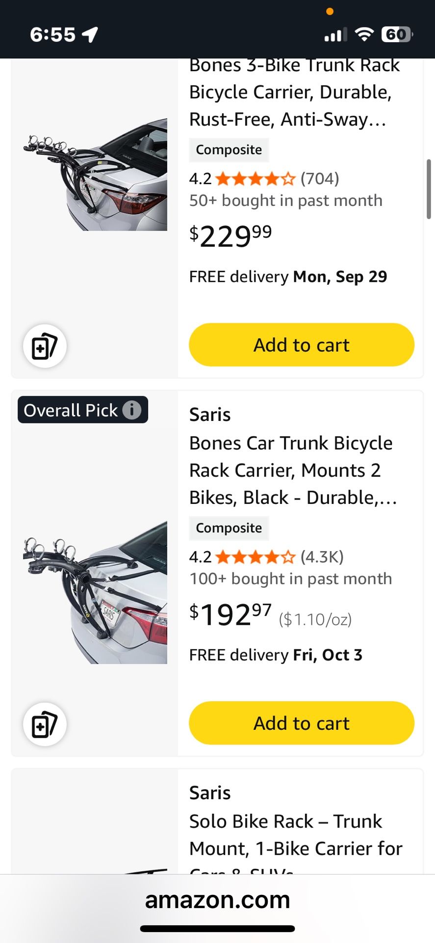 Saris Bike Trunk Rack