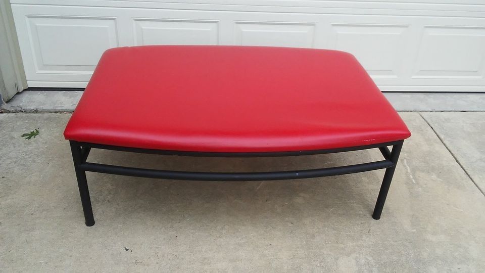 30 By 50  Red Leather Cushion Sturdy Metal Base Coffee Table $60