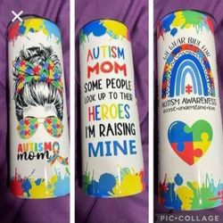 Autism Mom 20 Oz Skinny Customized Tumbler 