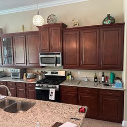 brown cabinets in good condition
