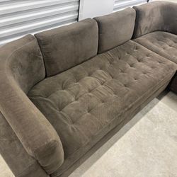 L shape sofa sectional ,light brown in good condition 73” x 114”17”High to seat $175