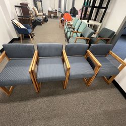 4 Chairs Oak Frame/arms/legs Great Condition 