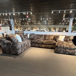 Brown 4PC Corduroy Sectional Couch