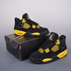 Jordan Air Jordan 4 Retro "Thunder" Trendy Mid-top Retro Basketball Shoes for Men, Yellow, 2012 Edition