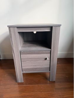 TWO Grey Wood Grain Nightstands/End tables with Cabinets