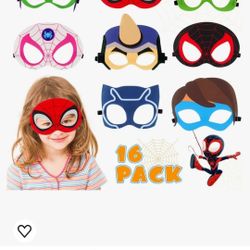 16 Packs Spidey and His Amazing Friends Themed Felt Masks Party Favors for Kids, Hero Themed Party Supplies Dress Up Costumes Mask Photo Booth Prop Ca