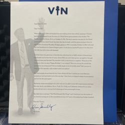 LA Dodgers Vin Scully Retirement Keepsake Letter Sept. 23, 2016