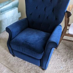 Blue Velvet Recliner Chair