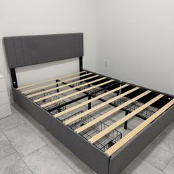 Queen Bed Frame with 4 Storage Drawers 