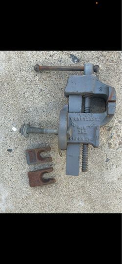 Vintage Cast Iron Bench Vise with Clamp