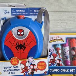 New Spiderman Water Gun Backpack And Chalk
