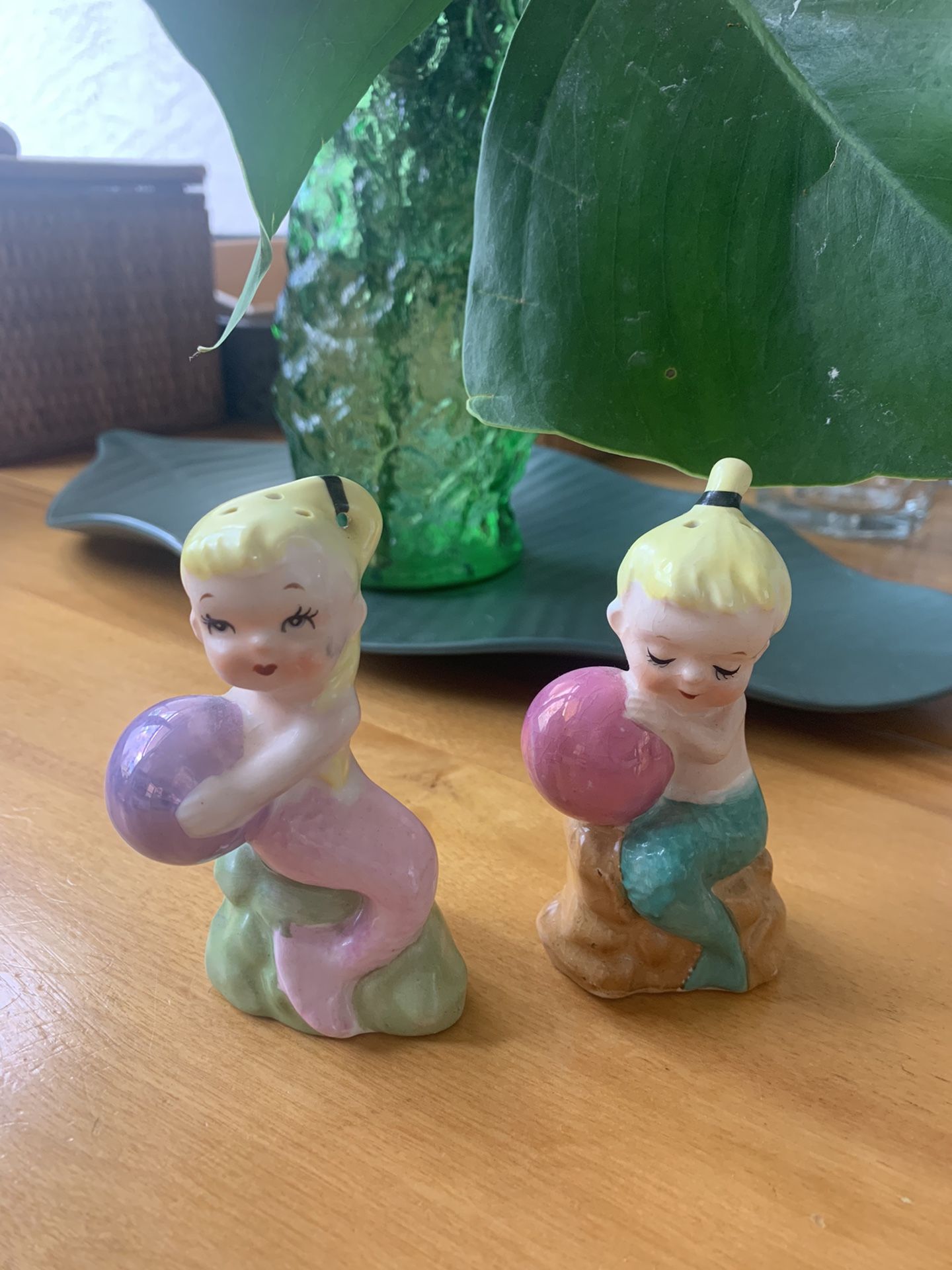 ANTIQUE Vintage Norcrest Mermaid Salt & Pepper Shakers
