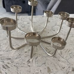 CRATE & BARREL CANDELABRA CENTERPIECE, HOLIDAY, WEDDING, Polished Nickel