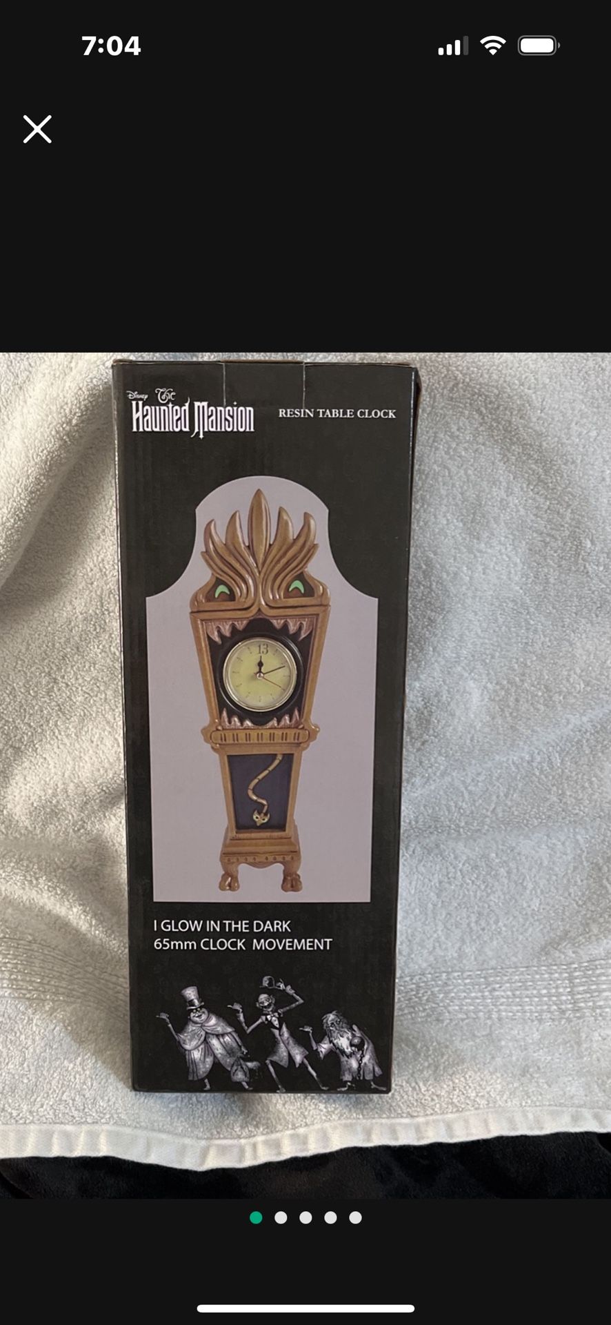 Disney THE HAUNTED MANSION “GLOW-IN-THE-DARK “ Resin Table Clock 16”