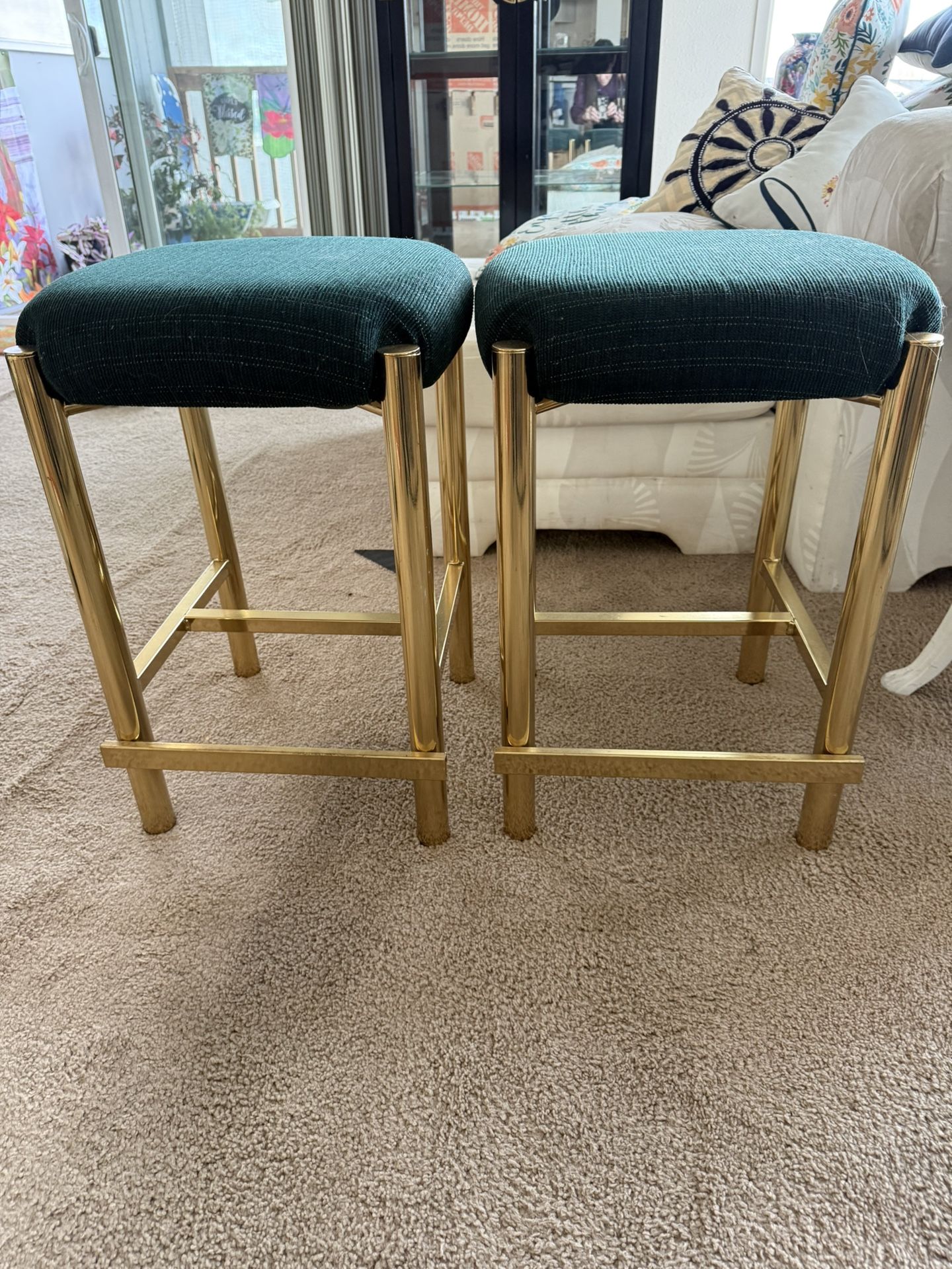 2 Brass Bar Stools 