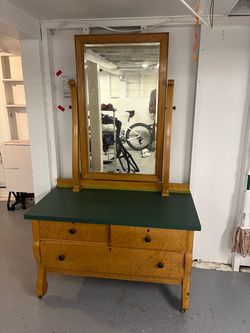 Antique dressing mirror and chest of drawers