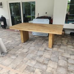 Outdoor Patio Distressed Rectangle Dining Table 