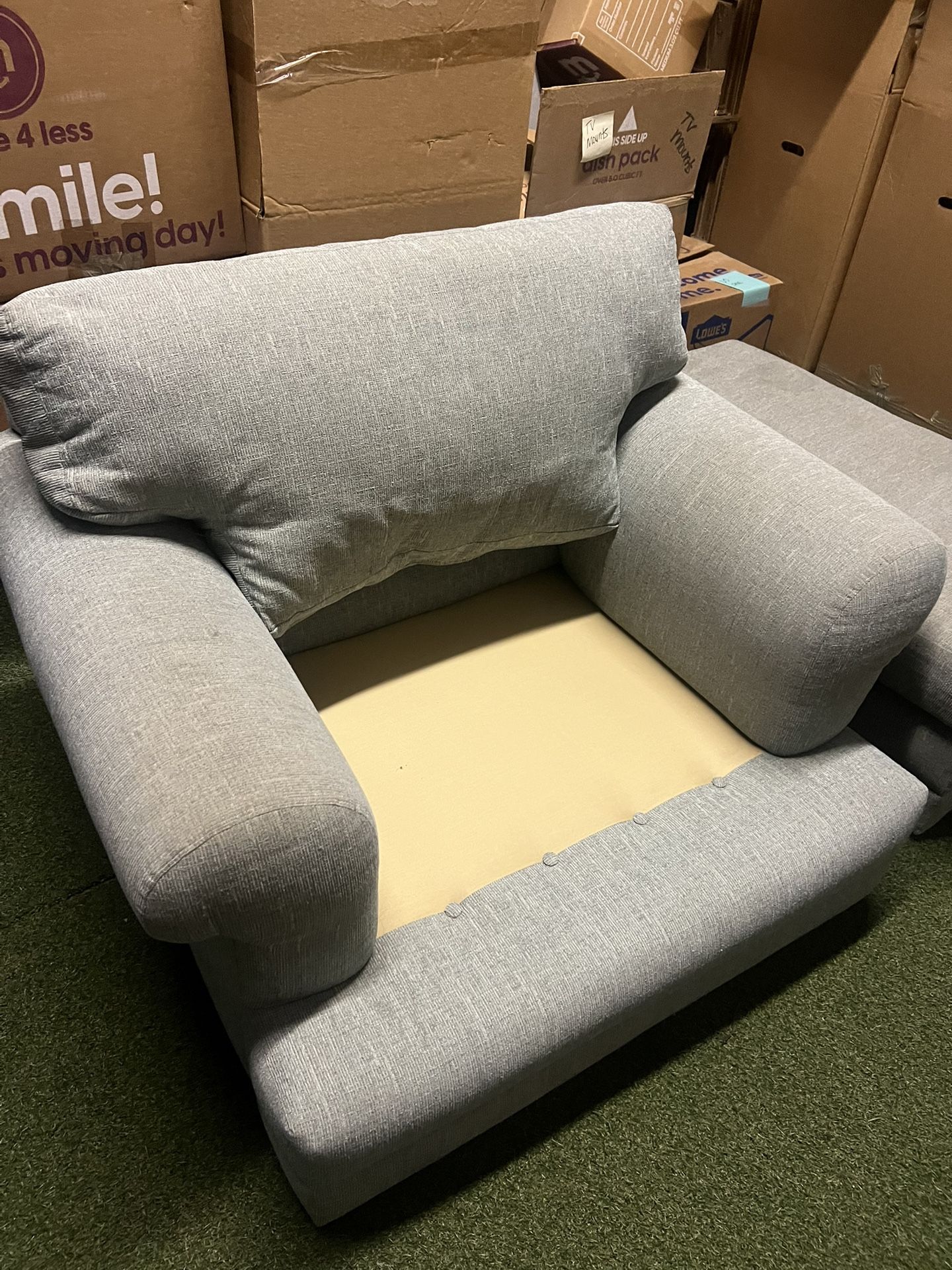 Chair With Ottoman. Chair Missing Seat Cushion