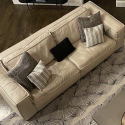Real Leather Sofa Cream/Tan