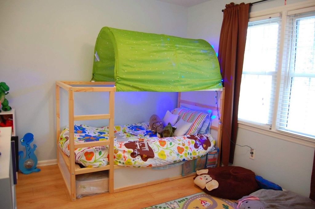 2 IKEA Kura Bunk Beds And 1 Green Bed Tent Twin Toddler Loft Kids Teen Wood