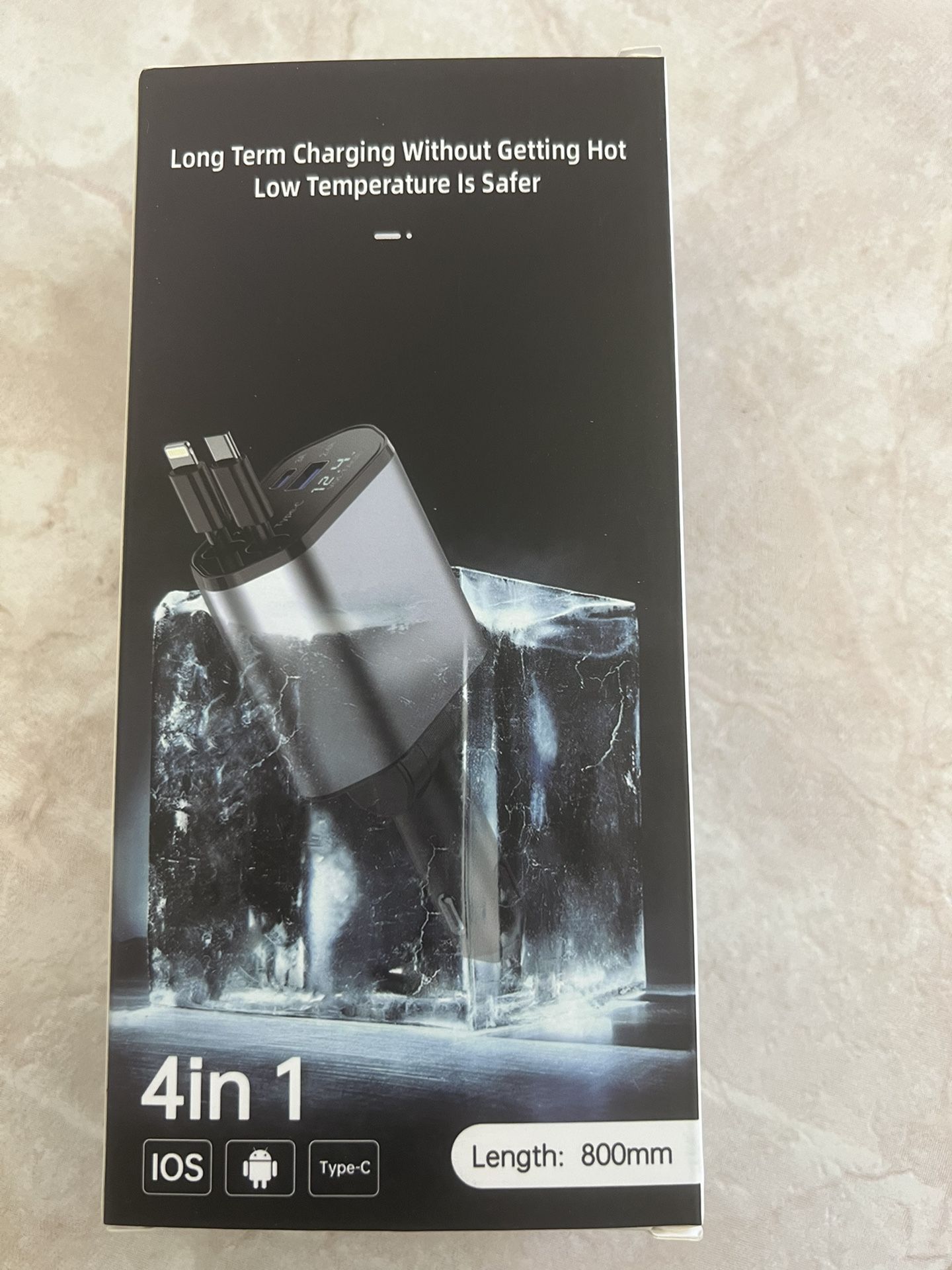 Retractable Car Charger, 4 in 1 Fast Charging Car Charger