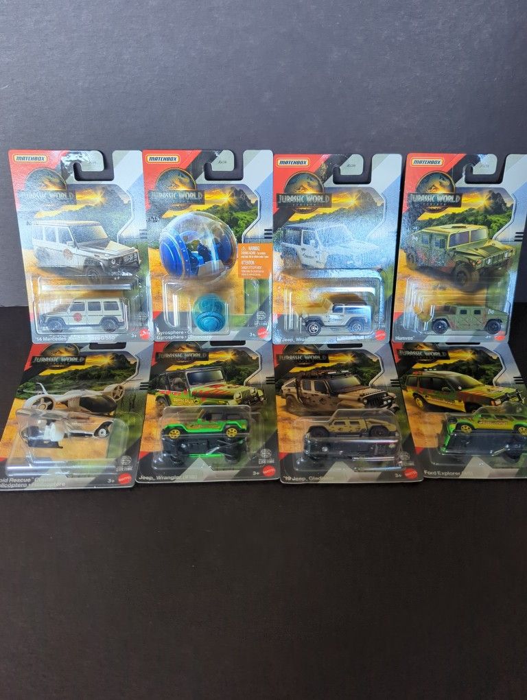 Matchbox Cars Jurassic Park Rebirth Lot -$35 For The Lot Of 8 Cars