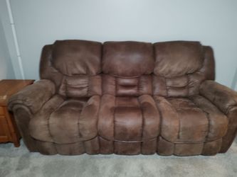 Mocha Microsuede Rocker Reclining Love seat and Dual Reclining Couch