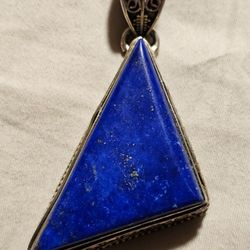  Royal Blue Natural Lapis Lazuli Triangle Pendant 