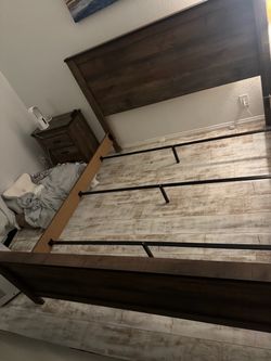 Ashley furniture king size bed frame and 2 box springs