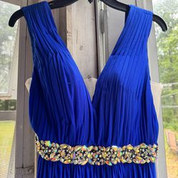 Jovani Royal Blue Open Back Prom Gown Size 6