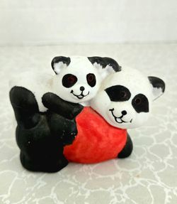 Panda Bear Pair Figurine with Red Heart