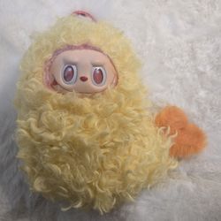 Fuzzy tempura shrimp costume for Labubu keychain size