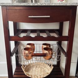 Stylish Modern Bar Cart with Elegant Marble Top 