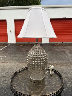 Dimpled Silver Speck Glass Lamp