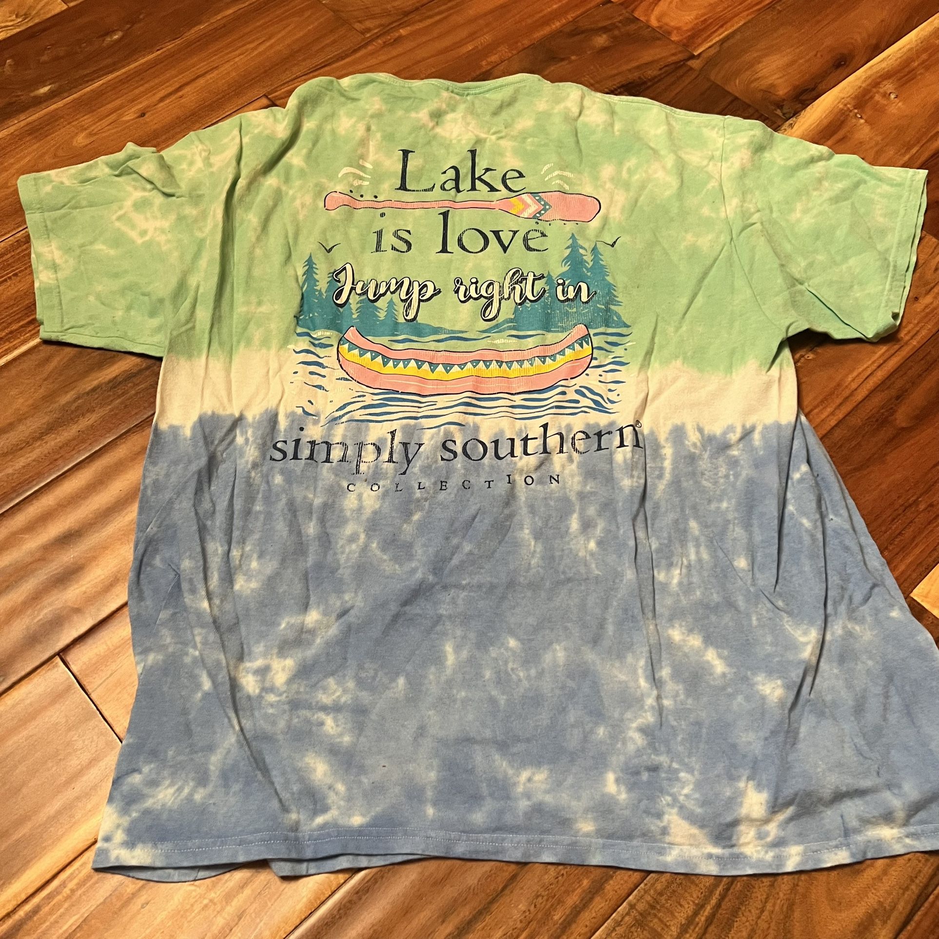 Women’s tie dye simply southern lake is love t-shirt. Size xl