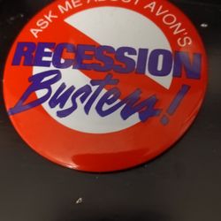 Recession Buster Vintage Avon Button 