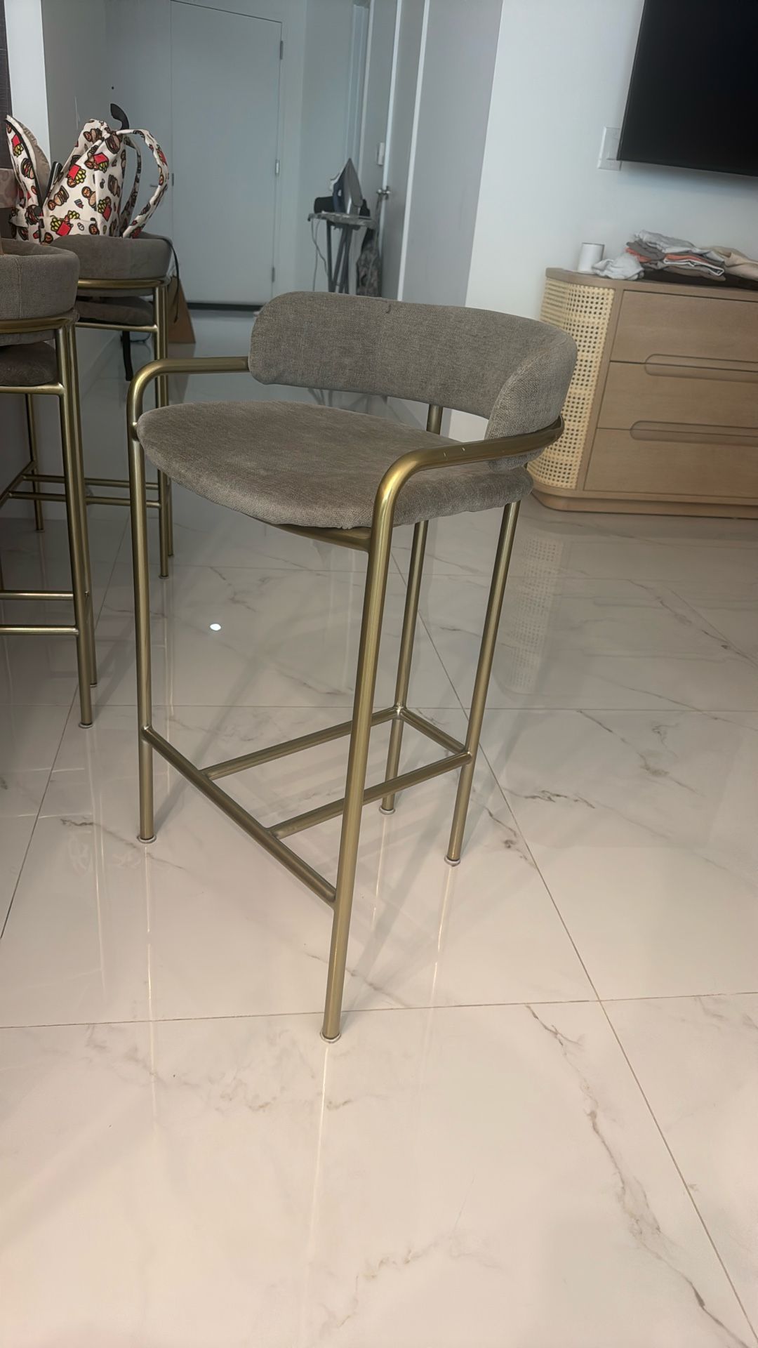 West Elm Lenox Upholstered Bar Stools