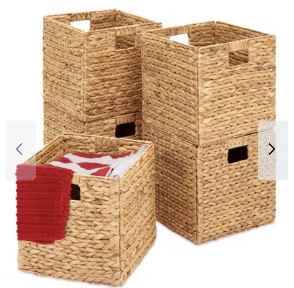 Set of 5 Collapsible Hyacinth Storage Baskets New Multipurpose Organizers Home