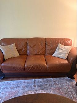 Brown leather couch