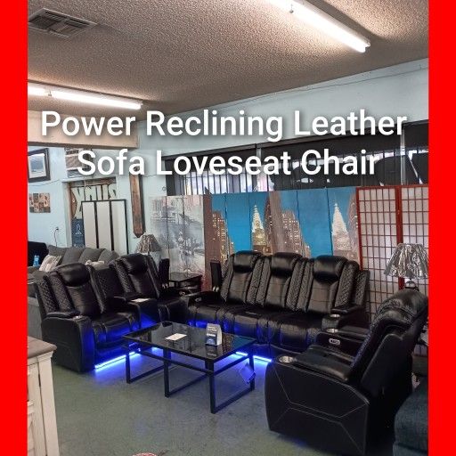 ✨ Power Leather Reclining Sofa Loveseat And Chair All For $1899