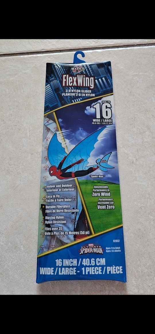 Kites Flex Wing 3-D Nylon Glider 16" Marvel Ultimate Spider-Man New